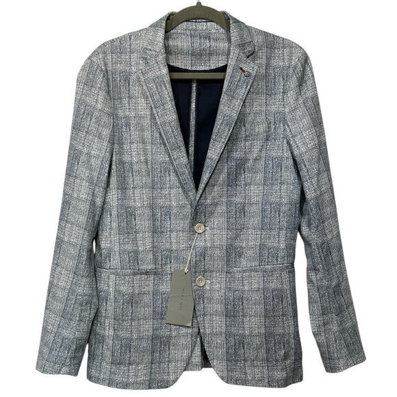 Zara Man NEW Plaid Blazer Blue Glen Check Classic Preppy Academia Sz 38